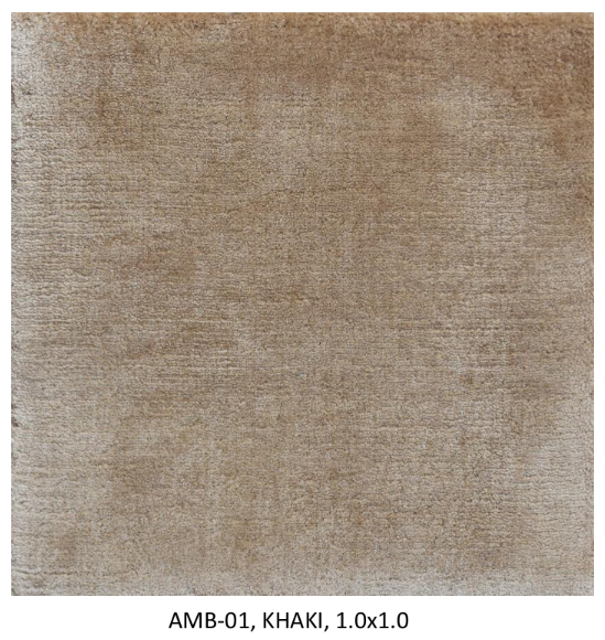 Real Silk Hand-Knotted, Khaki, Cut Pile